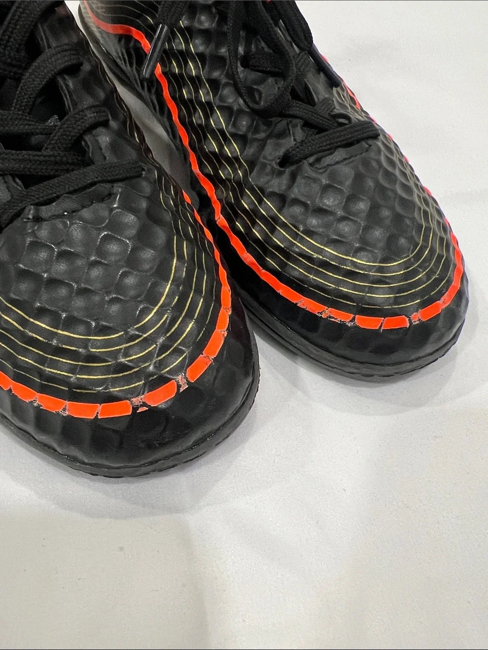 Hawkwell Black & Orange Kids Indoor Soccer Sneakers